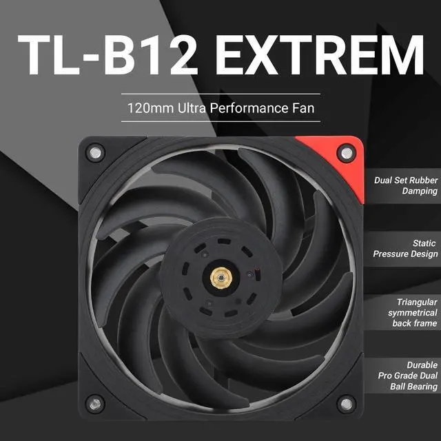 Alt view image 2 of 6 - Thermalright TL-B12 Extrem CPU Fan Cooler,Industrial Grade Fans,with High Speed 3150RPM,120mm Cooling PWM Fan,Three-time Dynamic Balance Correction,Computer Case Cooling Fan