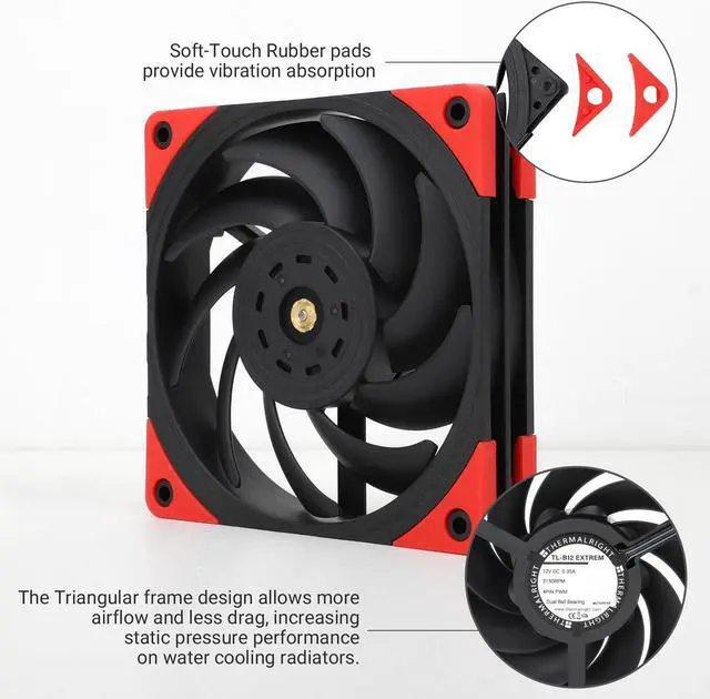 Alt view image 4 of 6 - Thermalright TL-B12 Extrem CPU Fan Cooler,Industrial Grade Fans,with High Speed 3150RPM,120mm Cooling PWM Fan,Three-time Dynamic Balance Correction,Computer Case Cooling Fan