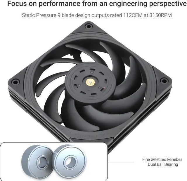 Alt view image 3 of 6 - Thermalright TL-B12 Extrem CPU Fan Cooler,Industrial Grade Fans,with High Speed 3150RPM,120mm Cooling PWM Fan,Three-time Dynamic Balance Correction,Computer Case Cooling Fan