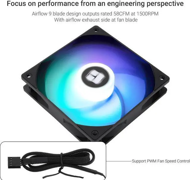 Alt view image 3 of 6 - Thermalright TL-C12RB-S V2 CPU Fan 120mm ARGB Case Cooler Fan, 4pin PWM Connector Silent Computer Reverse Fan with S-FDB Bearing Included,up to 1500RPM Cooling Fan(Black ARGB)