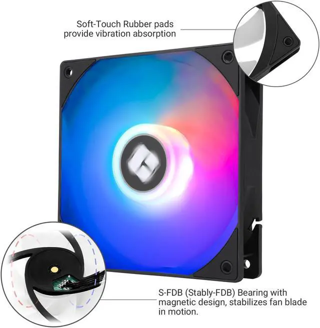 Alt view image 4 of 6 - Thermalright TL-C12RB-S V2 CPU Fan 120mm ARGB Case Cooler Fan, 4pin PWM Connector Silent Computer Reverse Fan with S-FDB Bearing Included,up to 1500RPM Cooling Fan(Black ARGB)