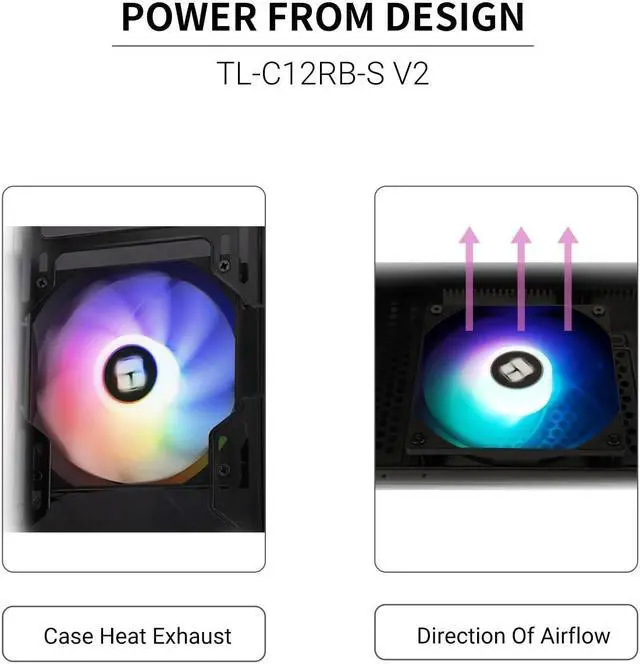 Alt view image 6 of 6 - Thermalright TL-C12RB-S V2 CPU Fan 120mm ARGB Case Cooler Fan, 4pin PWM Connector Silent Computer Reverse Fan with S-FDB Bearing Included,up to 1500RPM Cooling Fan(Black ARGB)