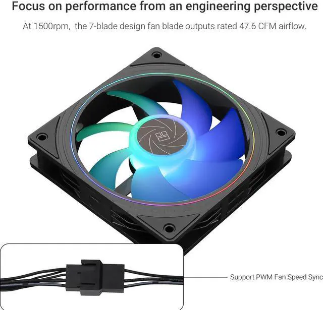 Alt view image 3 of 7 - TL-S12-S X3 CPU Fan 120mm ARGB Case Cooler Fan Comes with ARGB Lighting Effect,PC PWM Silent Computer Fan with 1500RPM Speed, CPU Cooling Fan Black(TL-S12-S X3)