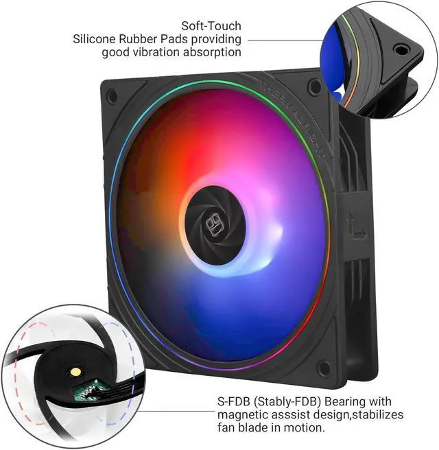 Alt view image 4 of 7 - TL-S12-S X3 CPU Fan 120mm ARGB Case Cooler Fan Comes with ARGB Lighting Effect,PC PWM Silent Computer Fan with 1500RPM Speed, CPU Cooling Fan Black(TL-S12-S X3)
