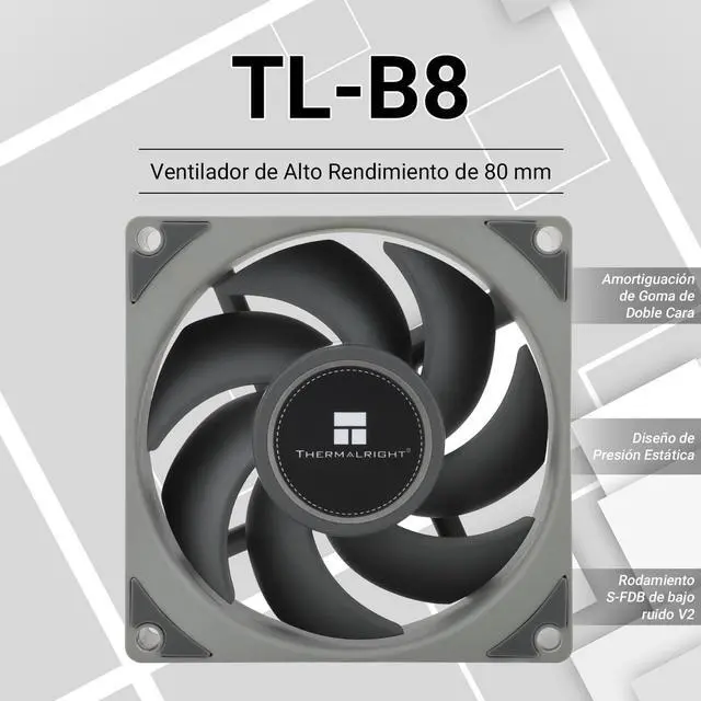 Alt view image 2 of 6 - TL-B8 CPU Fan PC Case Fan Quiet 4pin PWM Computer Fan, 8025 Specifications Silent Cooler Fan, 2200RPM Speed, Desktop CPU Cooling Fan(TL-B8)
