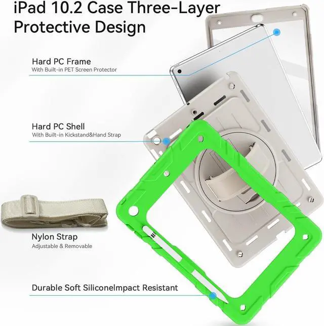 Alt view image 4 of 7 - Case for ipad 9th Generation/iPad 8th Generation/iPad 7th Generation, Slim Heavy Duty Shockproof Rugged Protective Case with Kickstand for iPad 10.2 inch 2021/2020/2019