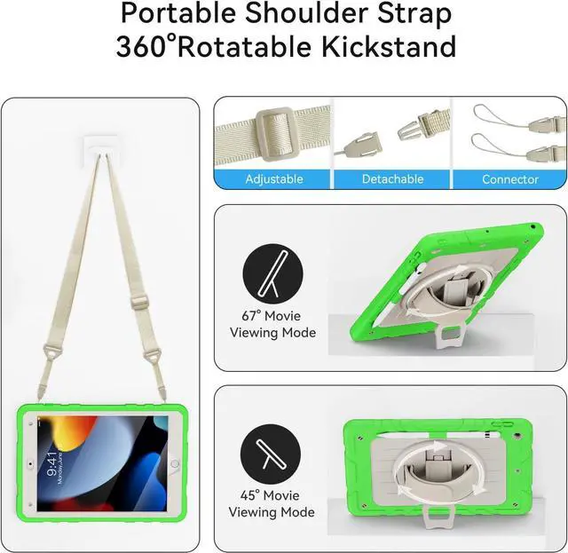 Alt view image 6 of 7 - Case for ipad 9th Generation/iPad 8th Generation/iPad 7th Generation, Slim Heavy Duty Shockproof Rugged Protective Case with Kickstand for iPad 10.2 inch 2021/2020/2019