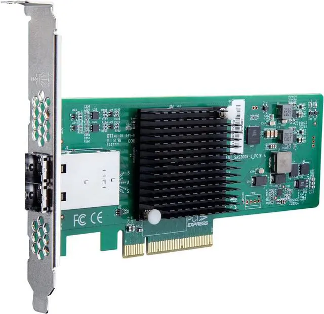 Main image of 12G External PCIe Controller Card, SAS/SATA HBA Card, Broadcom's SAS 3008 Chip, PCI Express 3.0 X8, 2X Mini SAS SFF-8644 Ports,Same as LSI SAS 9300-8E