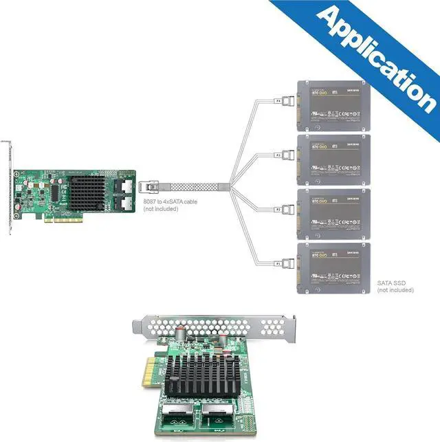 Alt view image 4 of 4 - LSI SAS 9211-8i RAID Controller Card, 6Gb/s Internal SAS/SATA HBA Card, LSI SAS2008 Chip, PCI Express 2.0 X8, 2X Mini SAS SFF-8087 Ports
