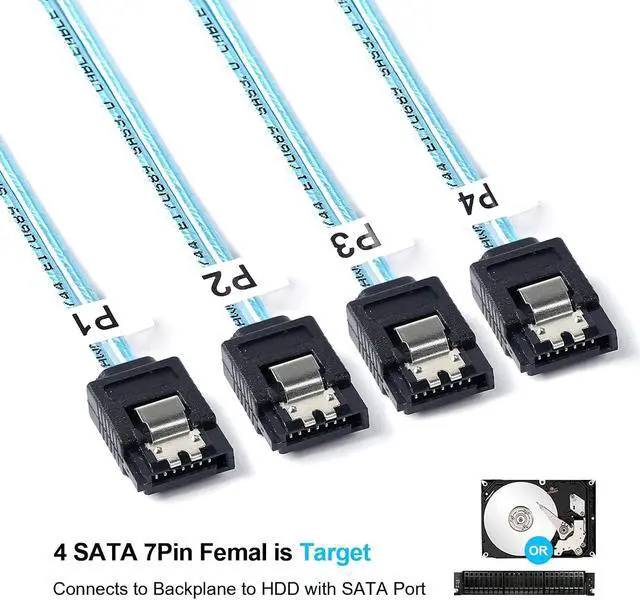 Alt view image 3 of 6 - 2Pack Mini SAS to SATA Cable: 1M SFF-8087 to SATA Mini SAS Breakout Cable SFF8087 SATA Mini-SAS to SATA Breakout Cable (3.3FT)