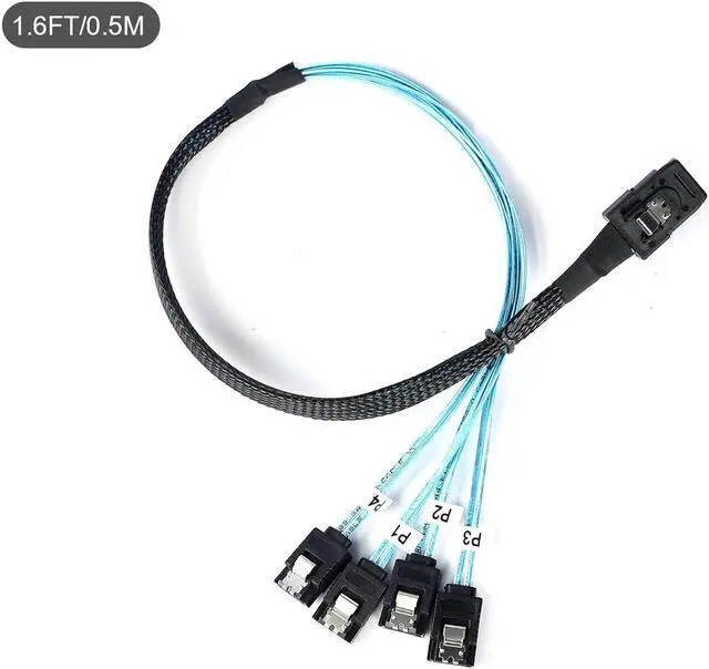 Alt view image 5 of 5 - Mini SAS to SATA Cable:0.5M SFF-8087 to SATA Mini SAS Breakout Cable SFF8087 to SATA Mini-SAS to 4X SATA SAS to SATA Breakout Cable(1.6FT)