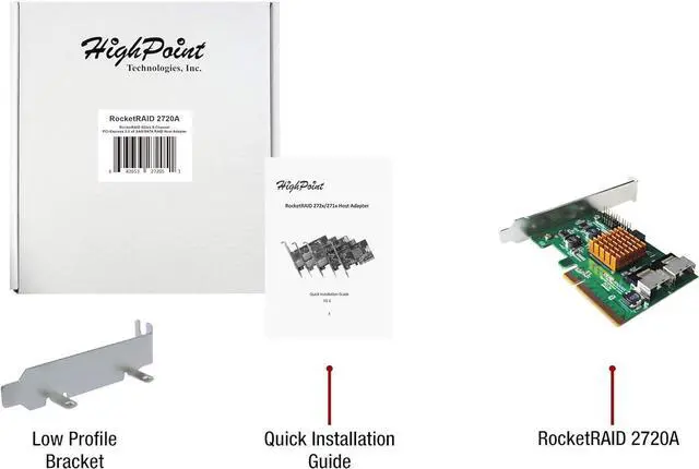 Alt view image 3 of 3 - High Point Highpoint RocketRAID 2720A 8-6GB/s SAS Port Raid HBA