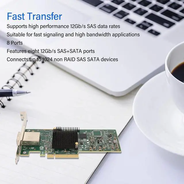 Alt view image 7 of 7 - LSI 9300 8e RAID Controller Card, 12Gbs External PCIE SAS SATA HBA RAID Controller Card, with 8 Ports, for Windows, for Linux, for, for VMware, for Freebsd