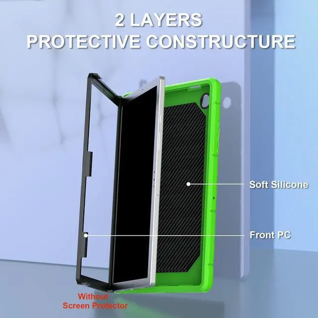 Alt view image 3 of 6 - Galaxy Tab A8 10.5 Case for Galaxy Tab A8 Case with Kickstand 3 Layer Rugged Military Grade Shockproof 10.5 inch Cover (SM-X200/X205/X207), Green Black