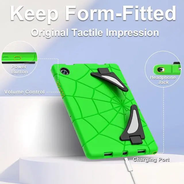 Alt view image 4 of 6 - Galaxy Tab A8 10.5 Case for Galaxy Tab A8 Case with Kickstand 3 Layer Rugged Military Grade Shockproof 10.5 inch Cover (SM-X200/X205/X207), Green Black