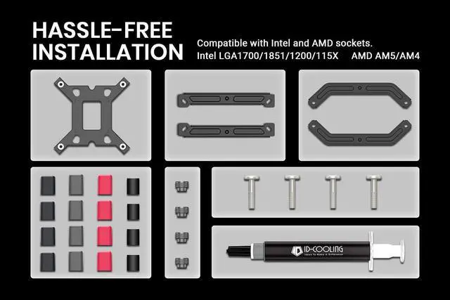 Alt view image 7 of 7 - ID-COOLING IS-55 Black Desktop CPU Cooler Low Profile 57mm Height CPU Air Cooler 5 Heatpipes 120x120x15mm Slim Fan, CPU Fan for Intel LGA1700/115X/1200; AMD AM4/AM5