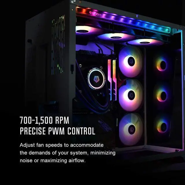Alt view image 3 of 6 - ID-COOLING XF-12025-ARGB-TRIO 120mm Case Fan ARGB 3 Pack RGB Fans 5V 3-PIN Connector MB Sync Internal Fans Cable Management Silent Fan PWM Fan for CPU Cooler/Radiator/PC Chassis