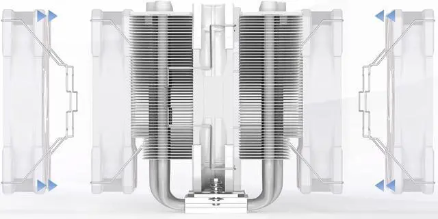 Alt view image 5 of 7 - ID-COOLING SE-207-XT Slim Snow 135mm Height White CPU Cooler 7 Heat Pipes Dual-Tower CPU Air Cooler with 120mm PWM Fan TDP 220W, CPU Fan for Intel 1700/1200/115X, AMD AM5/AM4