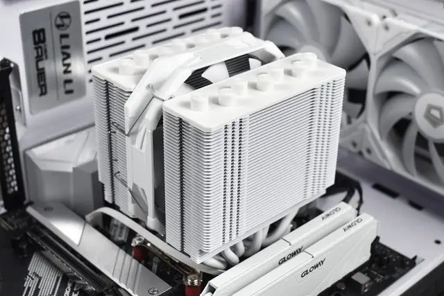 Alt view image 6 of 7 - ID-COOLING SE-207-XT Slim Snow 135mm Height White CPU Cooler 7 Heat Pipes Dual-Tower CPU Air Cooler with 120mm PWM Fan TDP 220W, CPU Fan for Intel 1700/1200/115X, AMD AM5/AM4
