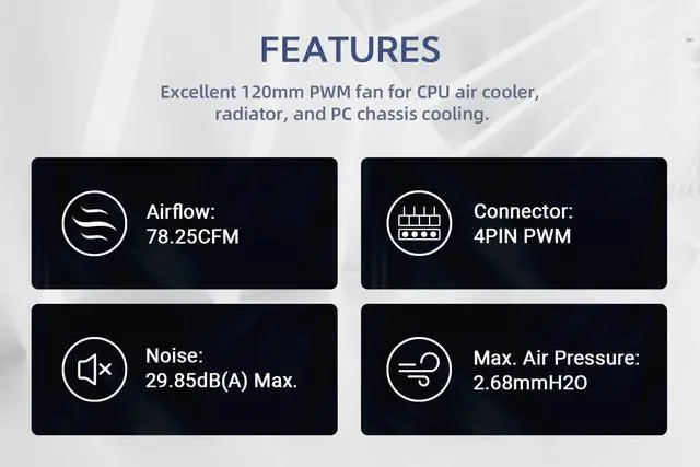 Alt view image 4 of 7 - ID-COOLING AF-125-K 120mm Case Fan FDB PC Fan Daisy Chain Connector Computer Fan for Radiator/CPU Air Cooler/Computer Case