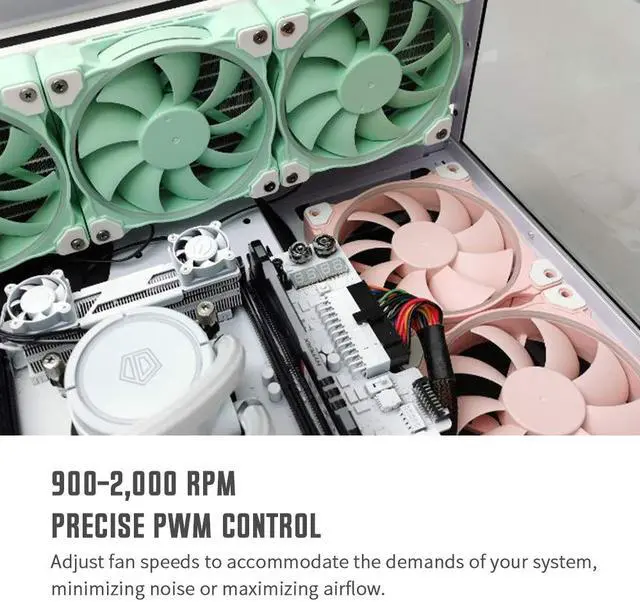 Alt view image 3 of 7 - ID-COOLING ZF-12025 Pastel 120mm Case Fan White LED PWM Fan for PC Case/CPU Cooler (Mint Green)