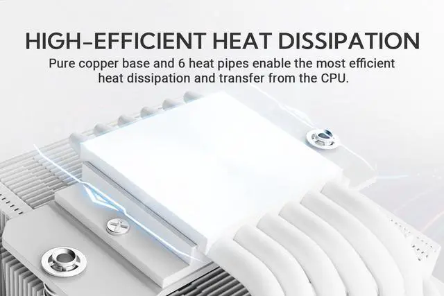 Alt view image 2 of 7 - ID-COOLING IS-67-XT White 67mm Height Low Profile CPU Cooler 6 Heatpipes CPU Air Cooler for HTPCs, ITX, and Small Form Factor Builds, 120x15mm Slim Fan, Support Intel LGA1700/1200/115X, AMD AM5/AM4