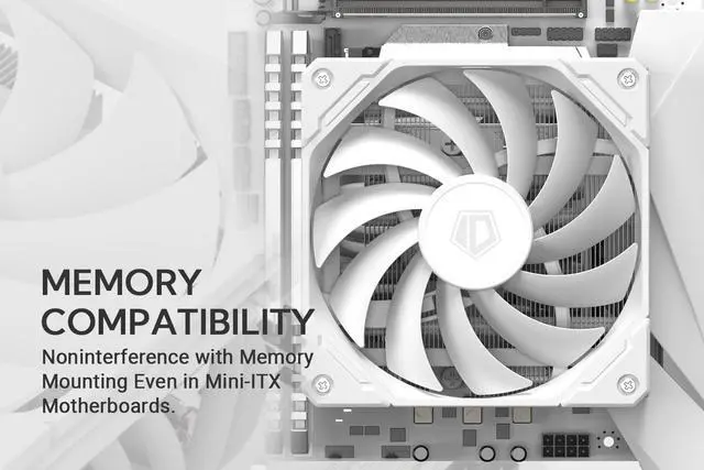 Alt view image 5 of 7 - ID-COOLING IS-67-XT White 67mm Height Low Profile CPU Cooler 6 Heatpipes CPU Air Cooler for HTPCs, ITX, and Small Form Factor Builds, 120x15mm Slim Fan, Support Intel LGA1700/1200/115X, AMD AM5/AM4