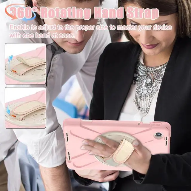 Alt view image 6 of 7 - Case for  Tab M11 2024 (TB-330FU/330XU) 11", Durable Shockproof Protective Cover with 360° Rotating Stand - Hand Strap - Shoulder Strap,Pink