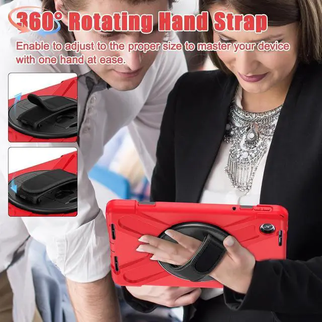 Alt view image 6 of 7 - for M11 Tablet Case 2024 for Kids | Shockproof Protective Case Cover with Kickstand & Hand Strap Carrying Strap for Tab M11 11 Inch | Red