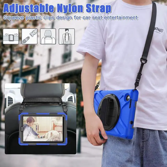 Alt view image 6 of 7 - for Tab M8 Tablet Case 4th Gen 2024 203 Model TB301XU/TB-300FU for Kids | Silicone Rugged Protective Case with Rotating Stand Hand Strap Shoulder Strap for Tab M8 Tablet | Red