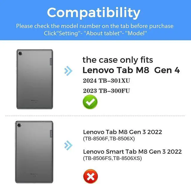 Alt view image 2 of 7 - for M8 Tablet Case 4th Gen TB301XU 2024 Release | Heavy Duty Rugged Kids Case with Rotatable Kickstand & Hand Strap Shoulder Strap for Tab M8 8 Inch TB-300FU 2023| Blue