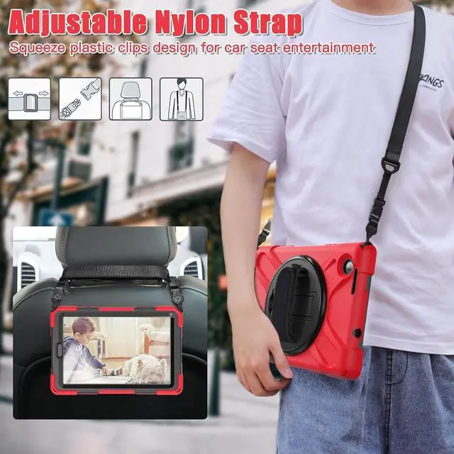 Alt view image 6 of 7 - for M8 Tablet Case 4th Gen TB301XU 2024 Release | Heavy Duty Rugged Kids Case with Rotatable Kickstand & Hand Strap Shoulder Strap for Tab M8 8 Inch TB-300FU 2023| Blue