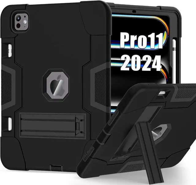 Main image of for iPad Pro 11 Inch Case M4 2024, iPad Pro 5th Generation Case 11 Inch Heavy Duty Rugged Case Cover with Pencil Holder Stand for Kids, Black