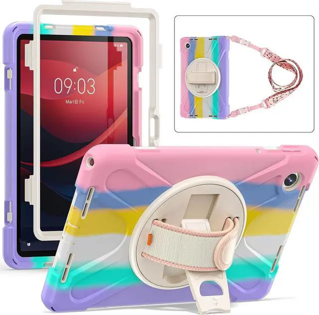 Main image of Case for Tab M11 Tablet 11" 2024 TB-330FU for Kids Girls, Full Body Drop Proof Protection Case Cover with 360° Rotate Stand &Hand Strap Shoulder Strap | Colorful Pink