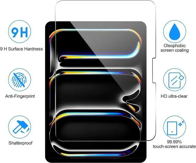 Alt view image 2 of 7 - -2 Pack New iPad Pro 11 Inch M4 2024 Screen Protector Tempered Glass Flim, 9H Hardness Clear Anti-Scratch Screen Protector for iPad Pro 5th Generation 11" 2024