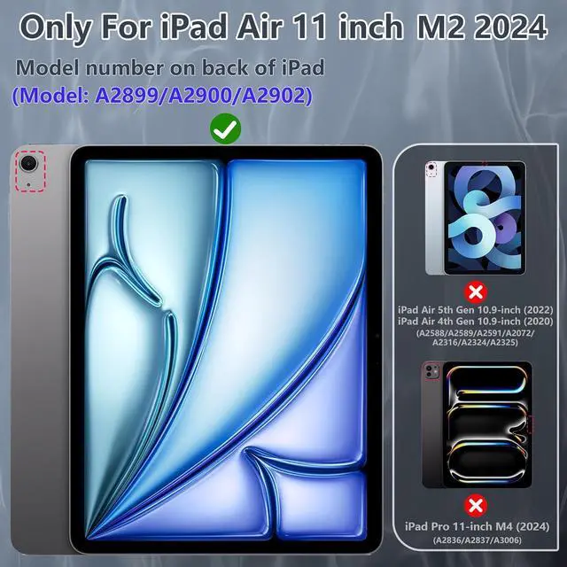 Alt view image 2 of 7 - Bundle of iPad Air 11 Inch Case M2 2024 Model and Tempered Glass Scren Protector