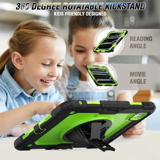 Alt view image 3 of 6 - iPad Pro 11 Case 2024 Model A2836/A2837/A3006 with Screen Protector | Shockproof Rugged Protective Case W/Stand Hand Strap Shoulder Strap Support Apple Pencil Pro Charging | Green