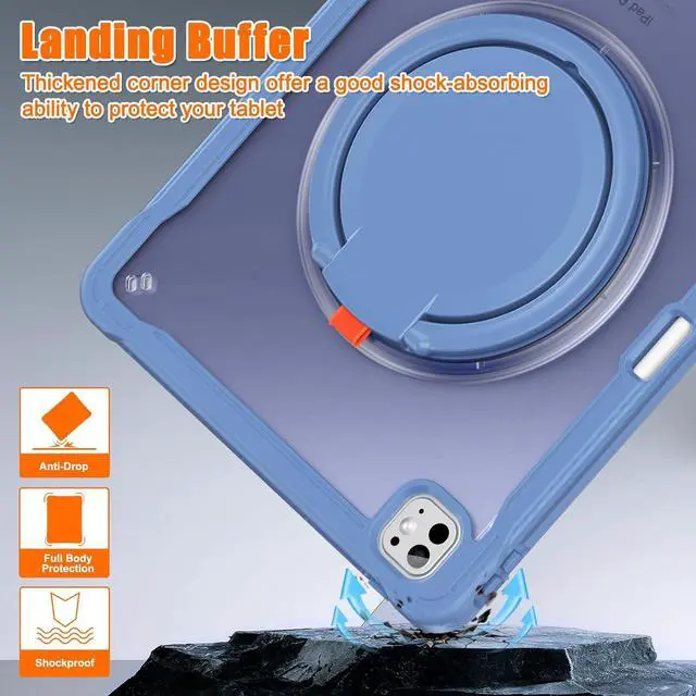 Alt view image 5 of 7 - iPad Pro 13 inch Case 2024 M4 Chip Lightweight Dual-Layer Protective Tablet Cover, Durable Shock-Absorbing Corners with 360° Rotating Kickstand Ring Built-in Pen Slot,Lavender Grey