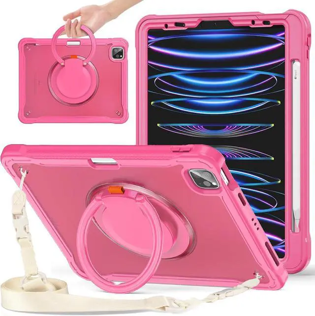 Main image of Ultimate Case for iPad Pro 12.9-inch 2022 6th M2 /2021 (5rd Generation) / iPad Pro 12.9" 4th/3rd Gen Rugged Shockproof Tablet Cover with 360° Rotatable Kickstand & Shoulder Strap, Black
