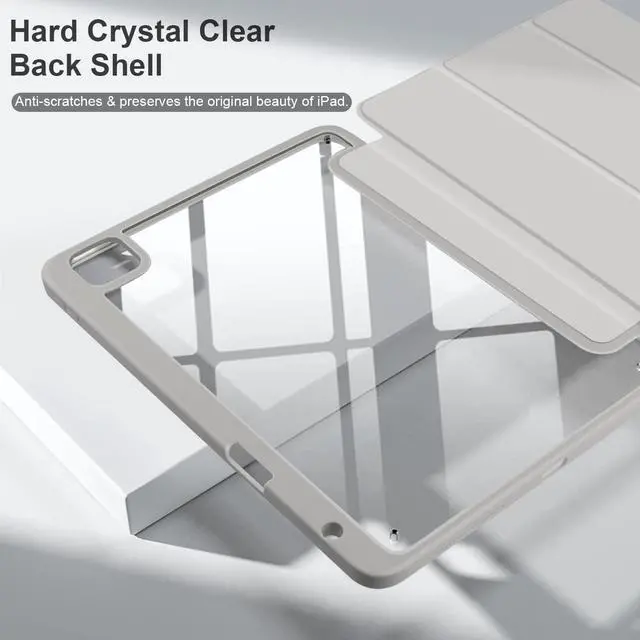 Alt view image 7 of 7 - Hybrid Case for iPad Pro 12.9-inch 2022 M2 2021 5th / iPad Pro 12.9" 4th/3rd Gen [Built-in Pencil Holder] Shockproof Cover with Clear Back Shell TPU Bumper, Grey