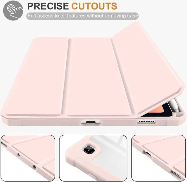 Alt view image 4 of 6 - Hybrid Case for  Galaxy Tab S6 Lite 10.4 inch 2022/2020 Model (SM-P610/P613/P615/P619) with S Pen Holder Shockproof Cover with Clear Back Shell TPU Bumper Auto Sleep/Wake, Pink