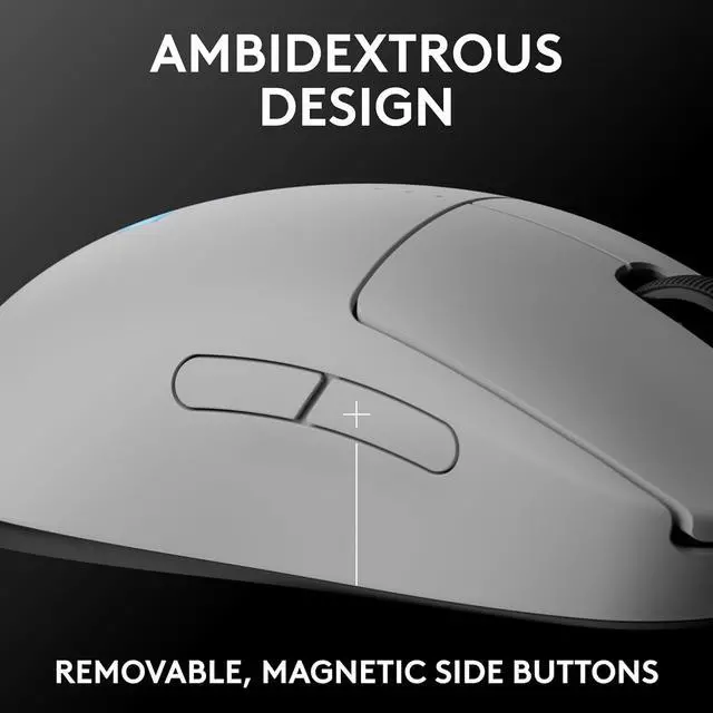 Alt view image 3 of 7 - G PRO 2 Lightspeed Wireless Gaming Mouse, Right- or Left-Handed Mouse with up to 4 Customizable and Switchable Magnetic Side Buttons, 44K DPI Sensor, USB-C Charging, for PC/Mac - White