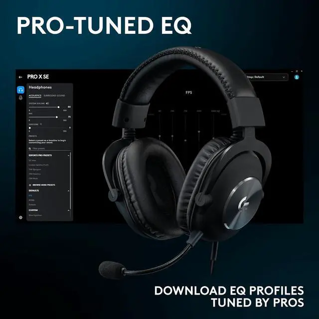 Alt view image 7 of 7 - G Pro X SE Wired Gaming Headset: Blue VO!CE Detachable Boom Mic, DTS 7.1, 50 mm Drivers, USB/3.5mm Aux, USB DAC Included, for PC, Xbox, PS5, PS4 - Black