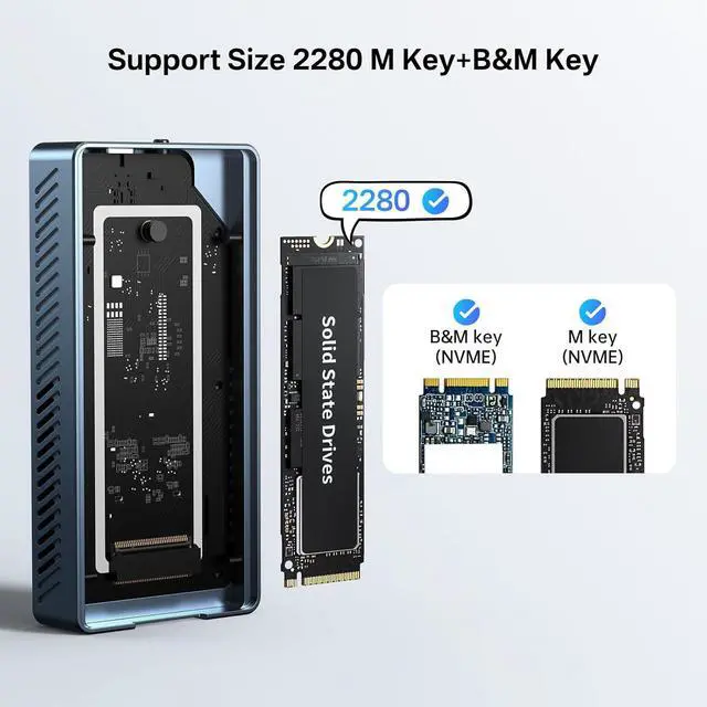 Alt view image 7 of 7 - ACASIS 40Gbps M.2 NVMe SSD Enclosure, with Cooling Fan, TBU 405 Pro for M1 M2 Pro/Max, Compatible with Thunderbolt 4/3/USB3.2/3.1/3.0/2.0, M.2 Enclosure Support SSD 2280/2260/2242/2230 B+M M-Key