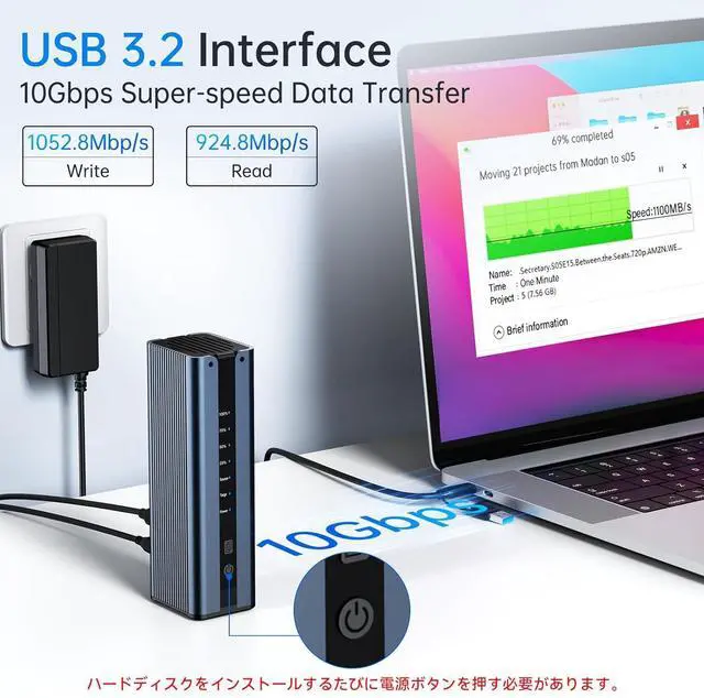 Alt view image 3 of 6 - M.2 NVMe SSD Cloner, Dual-Bay Offline Duplicator with Cooling Fan, USB C to M.2 Cloner, Pcle Size 2230/2242/2260/2280 Compatible (Grey)