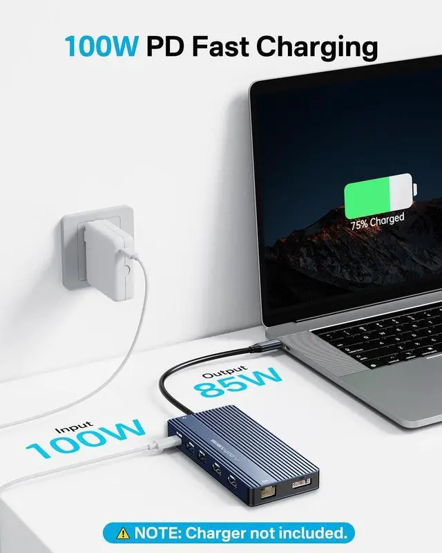 Alt view image 7 of 7 - USB C Hub 14-1 USB C Docking Station Dual Monitor, with 2 HDMI+DP(4K60Hz), Ethernet, 3 USBC 10Gbps,100W PD, SD/TF 3.0, Audio, Laptop Docking Station for MacBook///Lenovo ThinkPad/Surface (Grey)