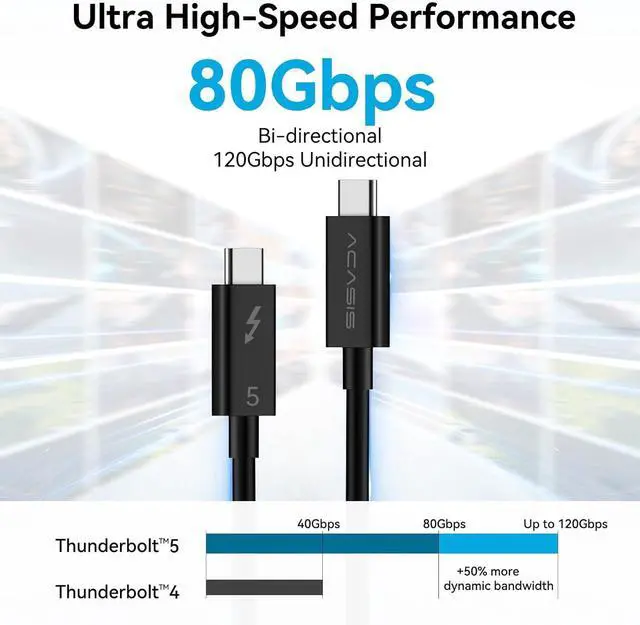 Alt view image 3 of 7 - ACASIS 80Gbps M.2 NVMe SSD Enclosure Bundle with [ Certified] 80Gbps Thunderbolt 5 Cable 1.6FT, Compatible with Thunderbolt5/USB4 V2.0, Back Compatible with Thunderbolt4/3/USB4 V1.0, USB3.2/3.1/3
