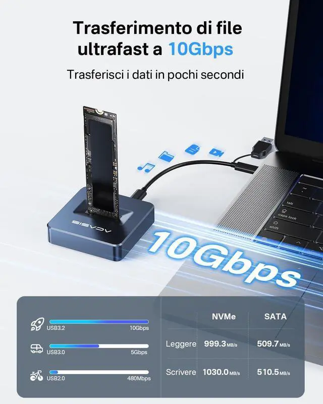 Alt view image 5 of 7 - ACASIS 40Gbps M.2 NVMe SSD Enclosure & 10Gbps NVME SSD Reader Adapter, Aluminium Alloy Housing Fast Heat Dissipation, TBU 405 Pro for M1 M2 Pro/Max, Compatible with USB4/3.2/3.1/3.0/2.0