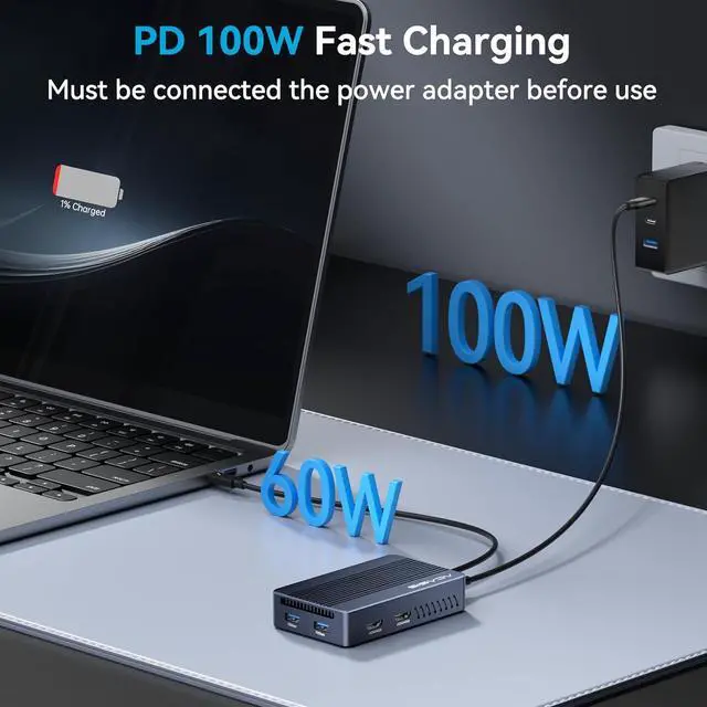 Alt view image 6 of 7 - ACASIS 40Gbps M.2 NVMe SSD Enclosure, Mac mini Dock Dual Monitor, USBC Hub with Cooling Fan,2 * 4K@60HZ, 2*USBA-10G, 1*USBC-10G,PD 100W, Works for M1/M2,Support SSD 2280/2260/2242/2230 B+M M-Key