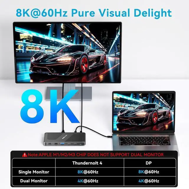 Alt view image 3 of 7 - ACASIS Thunderbolt 4 Dock - with DP Port, PD 100W, 40Gb/s Thunderbolt 4, USB C/A, Laptop Docking Station Dual Monitor Single 8K or Dual 6K Display for Windows and Mac, Works with Thunderbolt 3/4